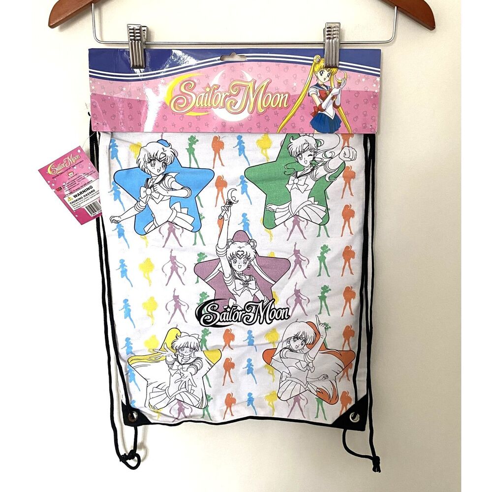 NWT Sailor Moon Inner Sailor Senshi Drawstring Backpack Lightweight 16.5" x 13"